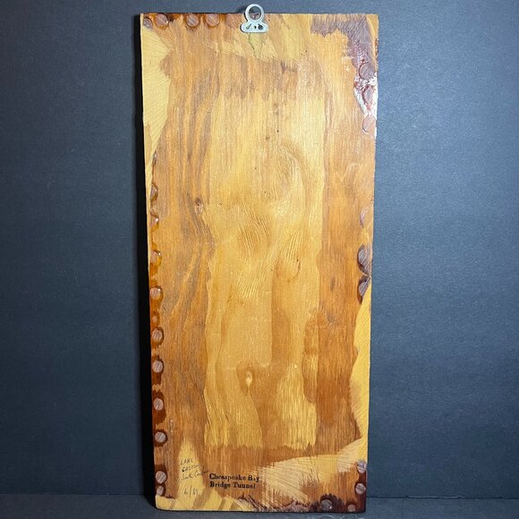 Vintage Andres Orpinas Seagulls Before the Storm Lacquered Wooden Wall Art - Picture 5 of 6